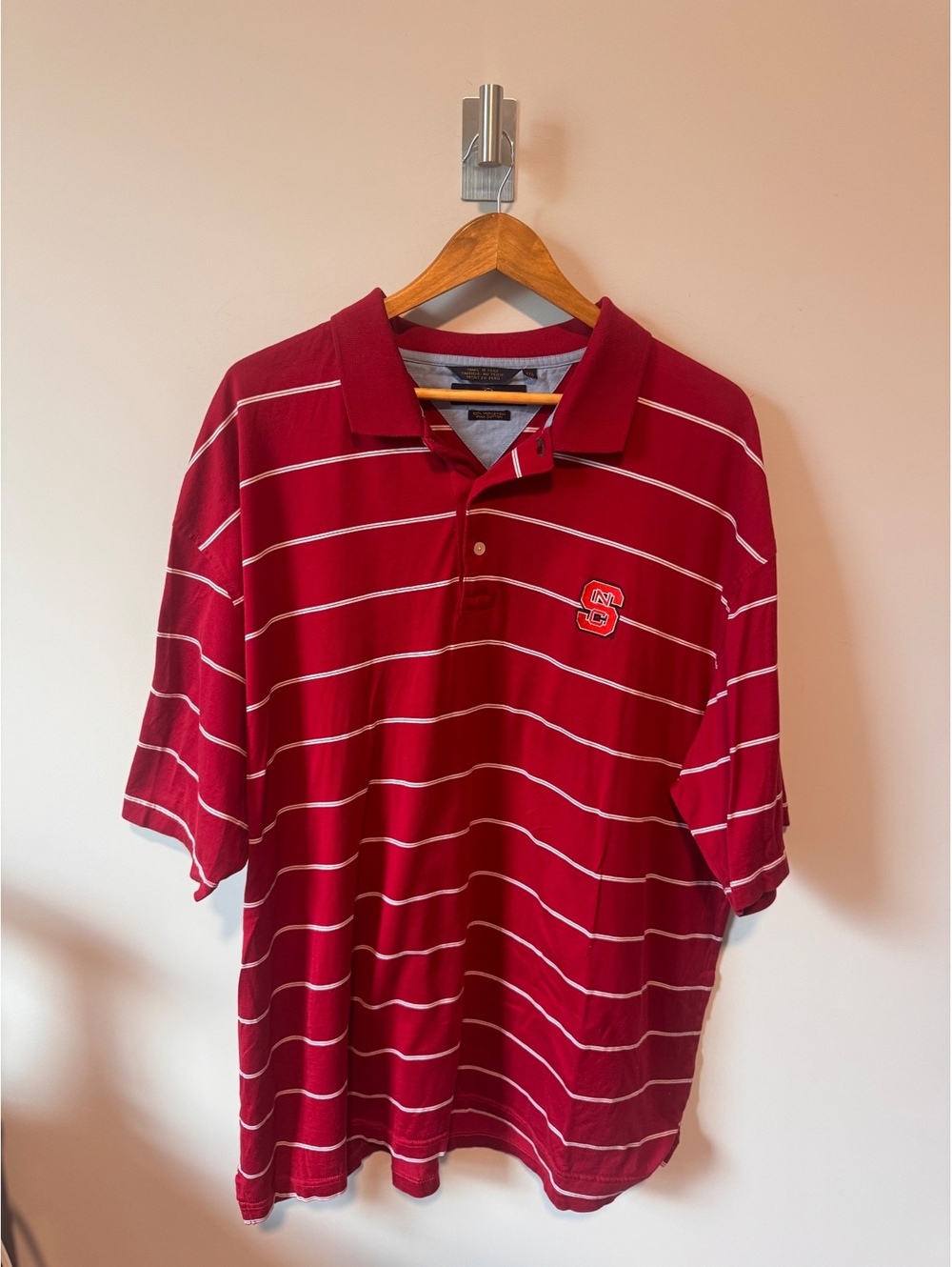 Tommy Hilfiger Golf NC State Wolfpack Striped Pima Cotton Polo XXL Red
